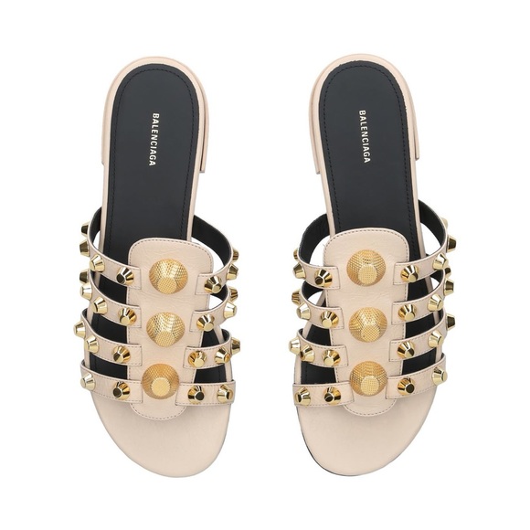 Balenciaga | Shoes | Balenciaga Tan Studded Slide | Poshmark